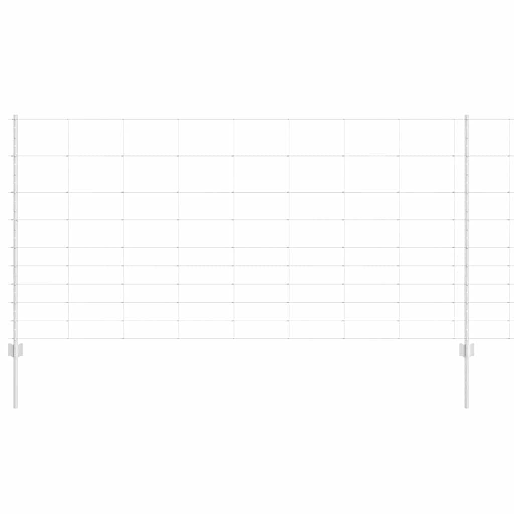 Fence with Posts Silver 1.2 x 25 m Steel