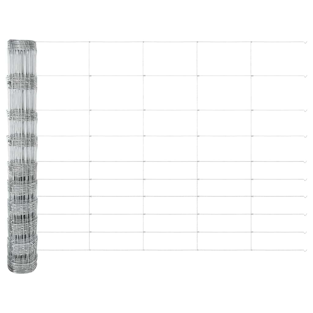 Fence with Posts Silver 1.2 x 25 m Steel
