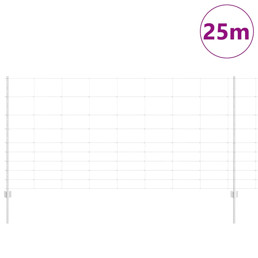 Fence with Posts Silver 1.2 x 25 m Steel