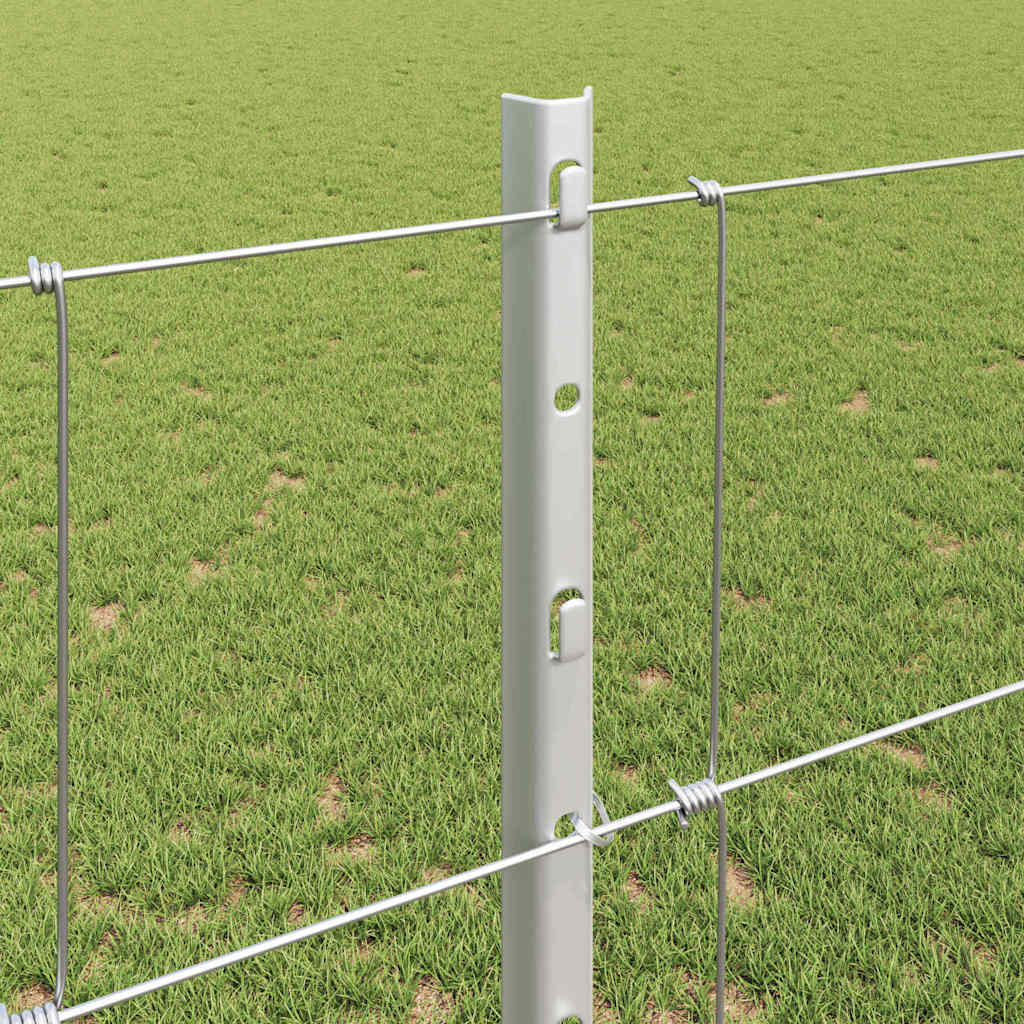 Fence with Posts Silver 1.2 x 25 m Steel