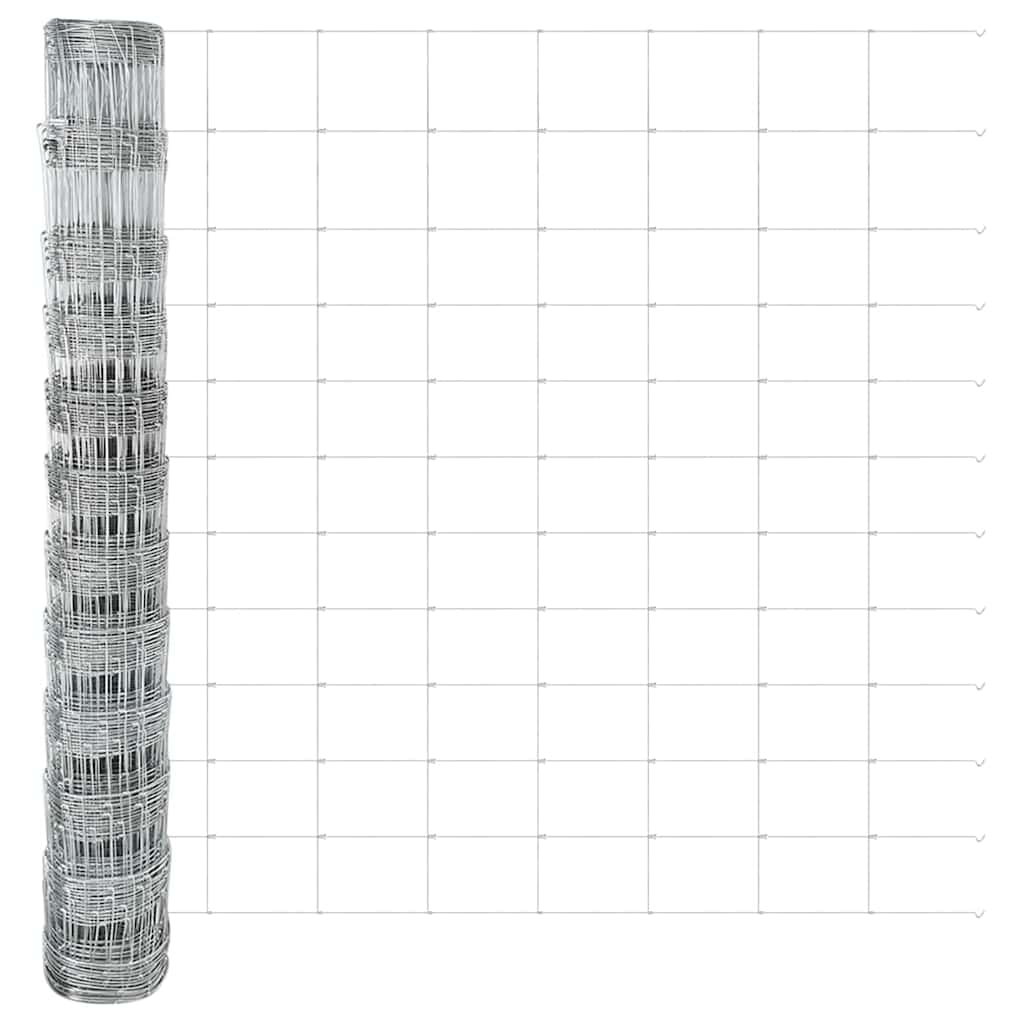 Fence with Posts Silver 1.2 x 25 m Steel