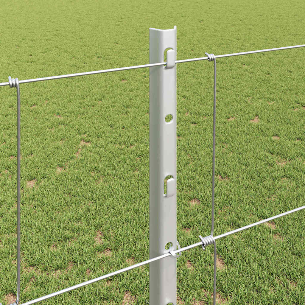 Fence with Posts Silver 1.2 x 25 m Steel