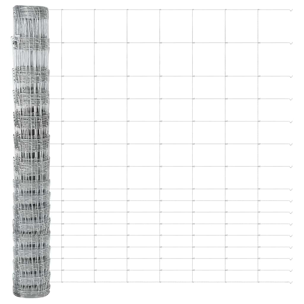 Fence with Posts Silver 1.2 x 25 m Steel