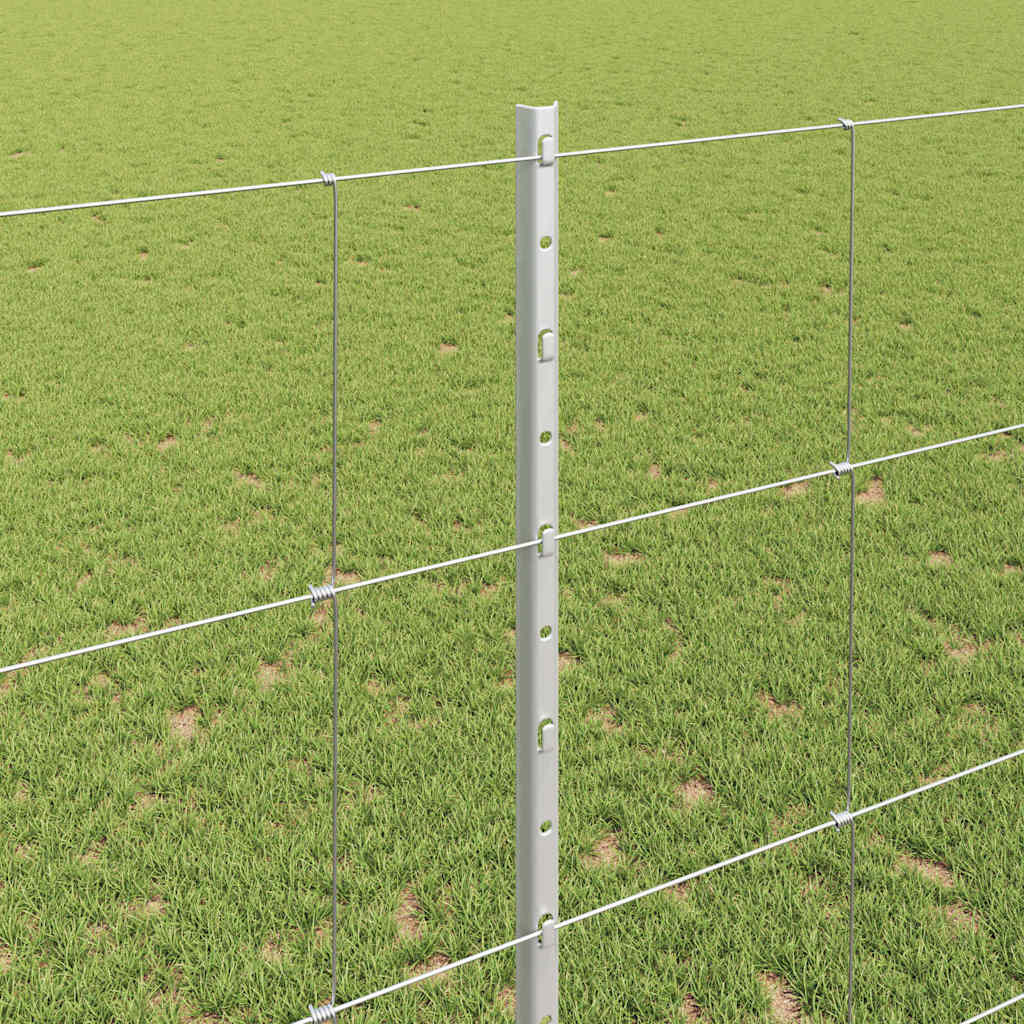 Fence with Posts Silver 1.4 x 25 m Steel