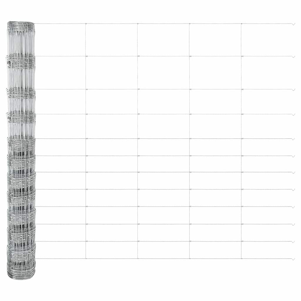 Fence with Posts Silver 1.4 x 25 m Steel