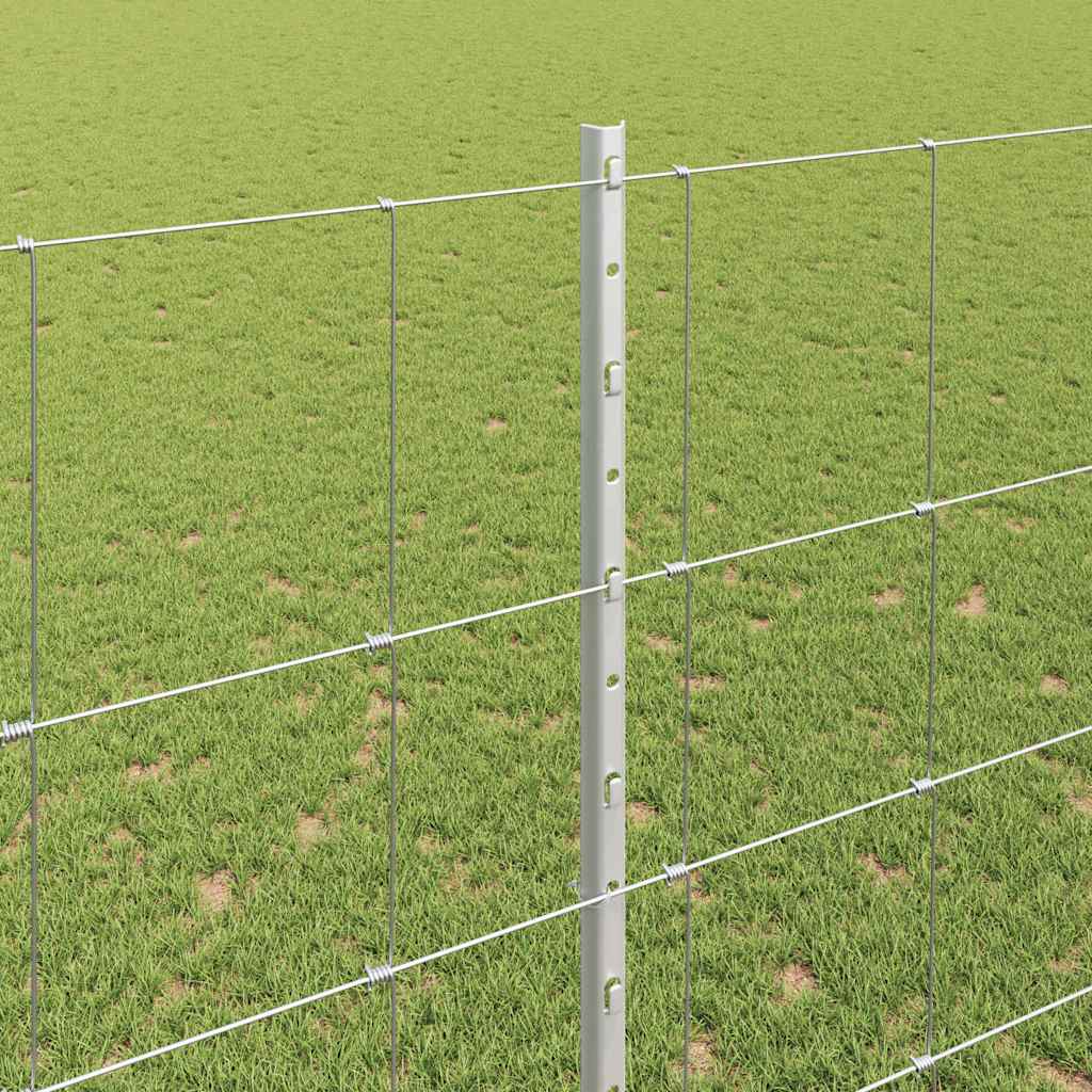 Fence with Posts Silver 1.5 x 25 m Steel
