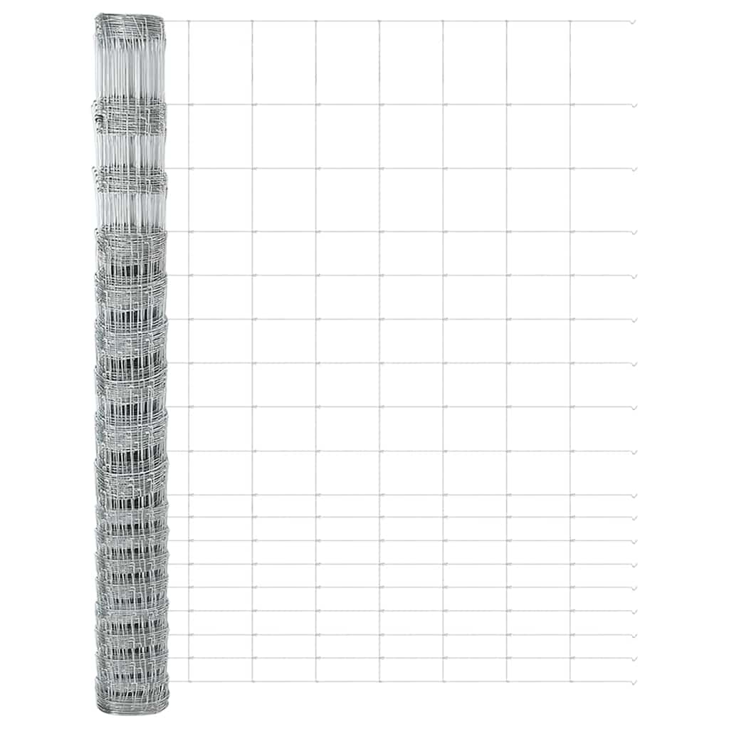 Fence with Posts Silver 1.5 x 25 m Steel