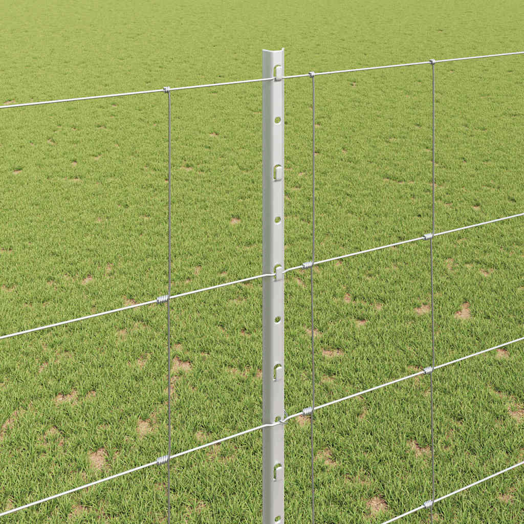 Fence with Posts Silver 1.6 x 25 m Steel