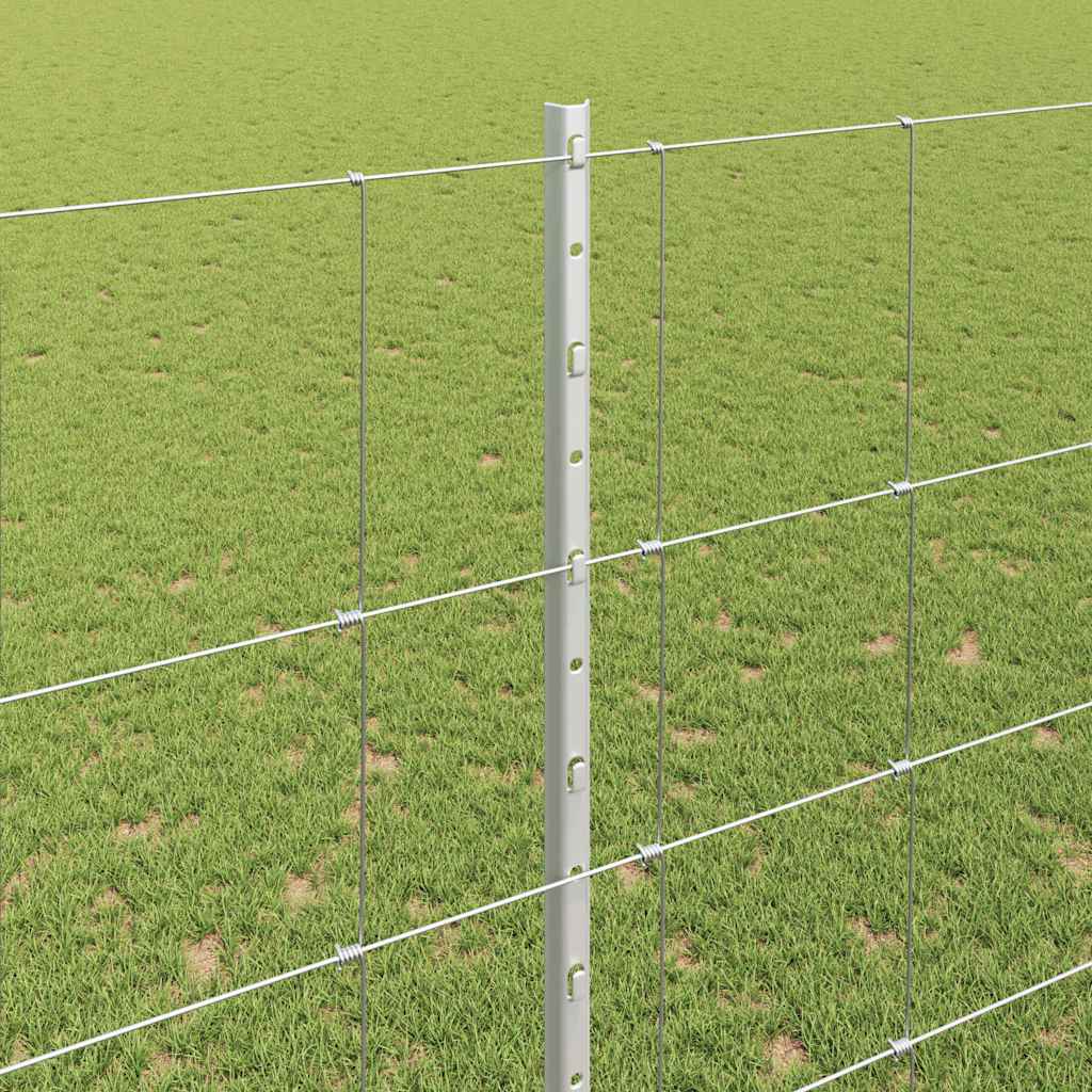 Fence with Posts Silver 1.6 x 25 m Steel