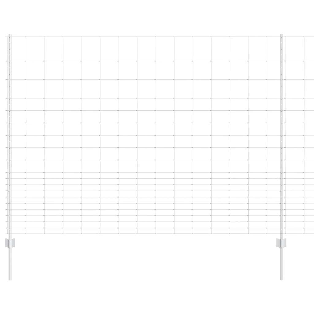 Fence with Posts Silver 1.6 x 25 m Steel