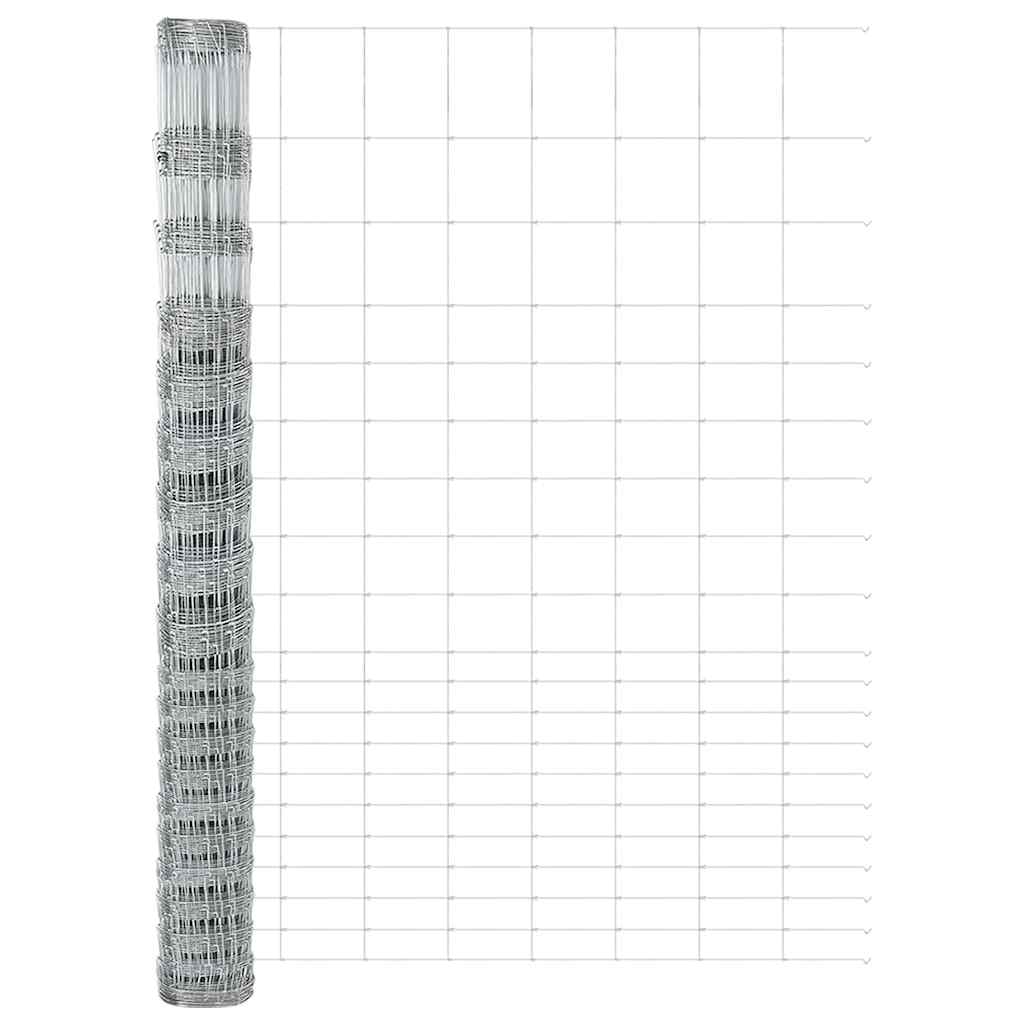 Fence with Posts Silver 1.6 x 25 m Steel