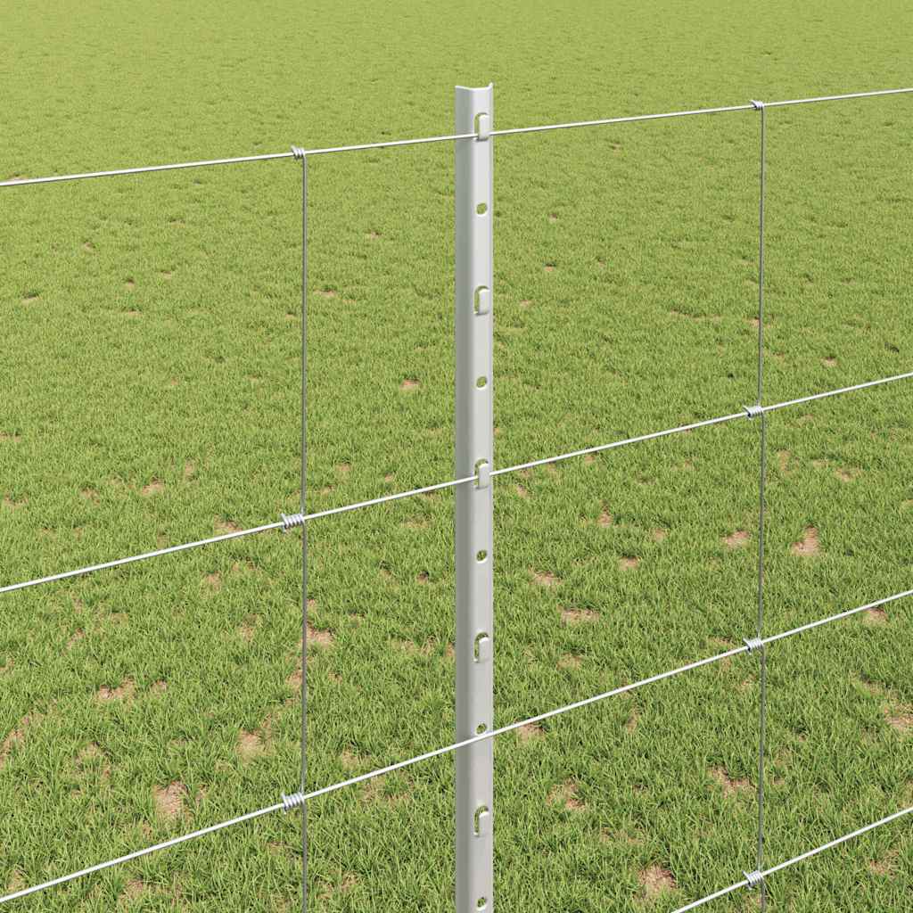 Fence with Posts Silver 1.6 x 25 m Steel