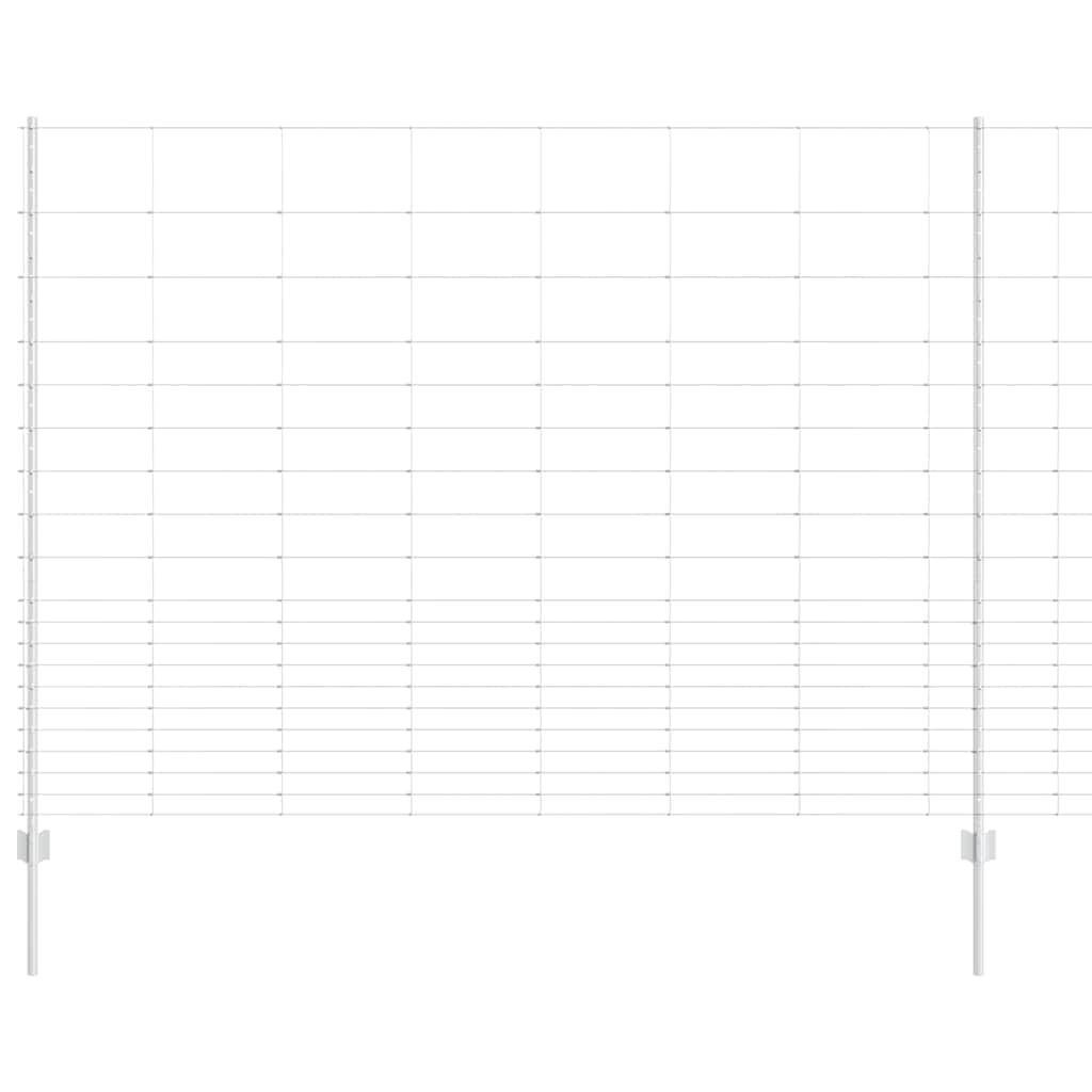 Fence with Posts Silver 1.6 x 25 m Steel