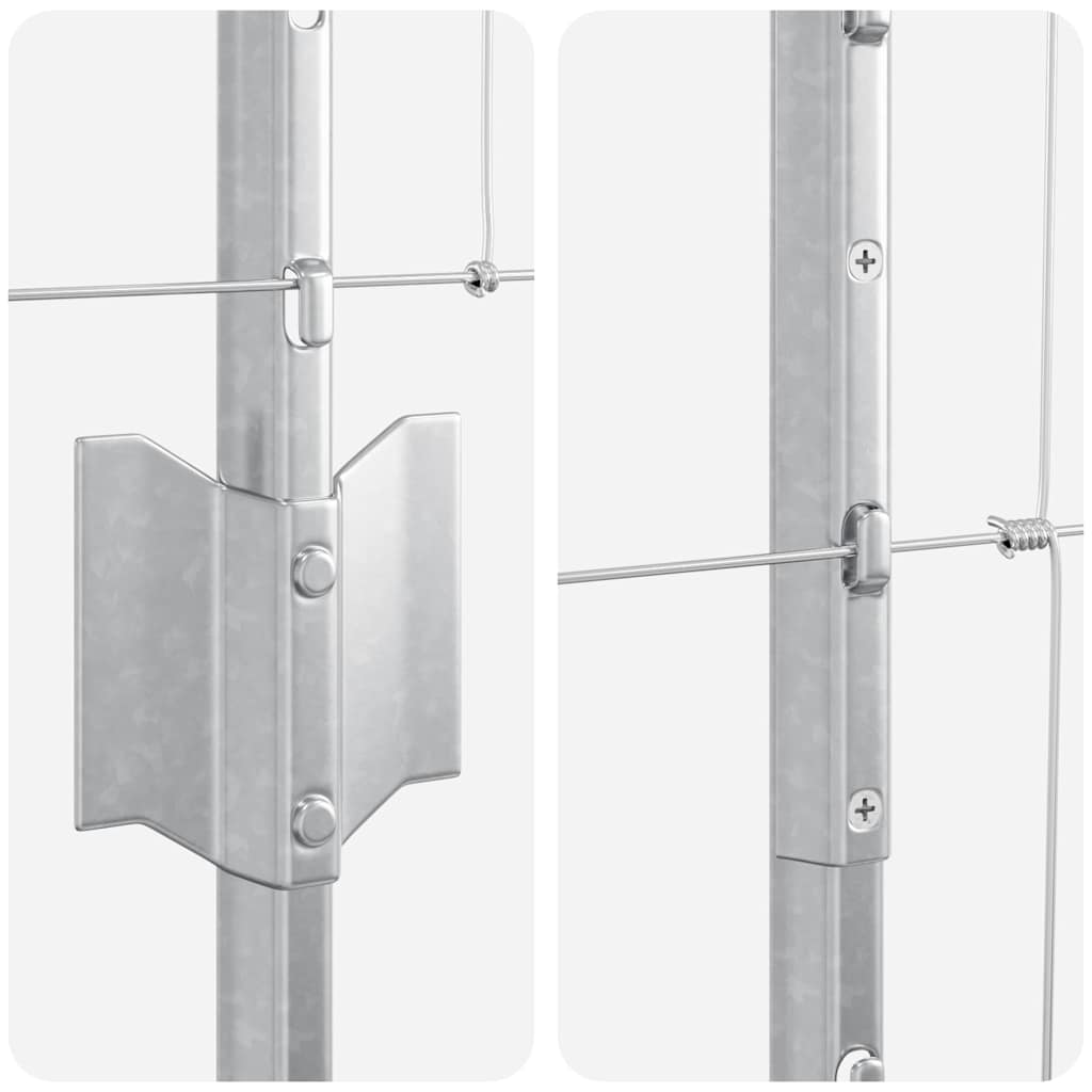 Fence with Posts Silver 1.6 x 25 m Steel