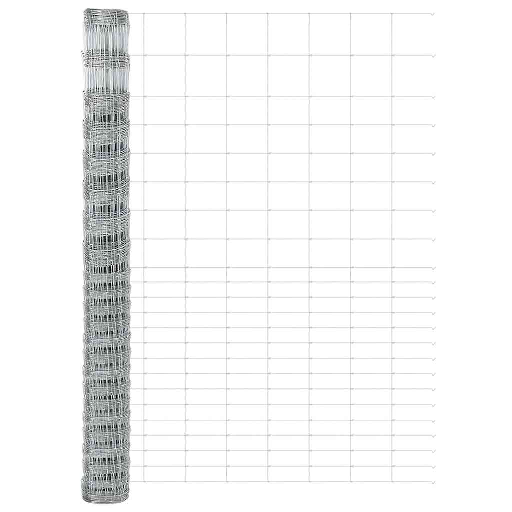 Fence with Posts Silver 1.6 x 25 m Steel