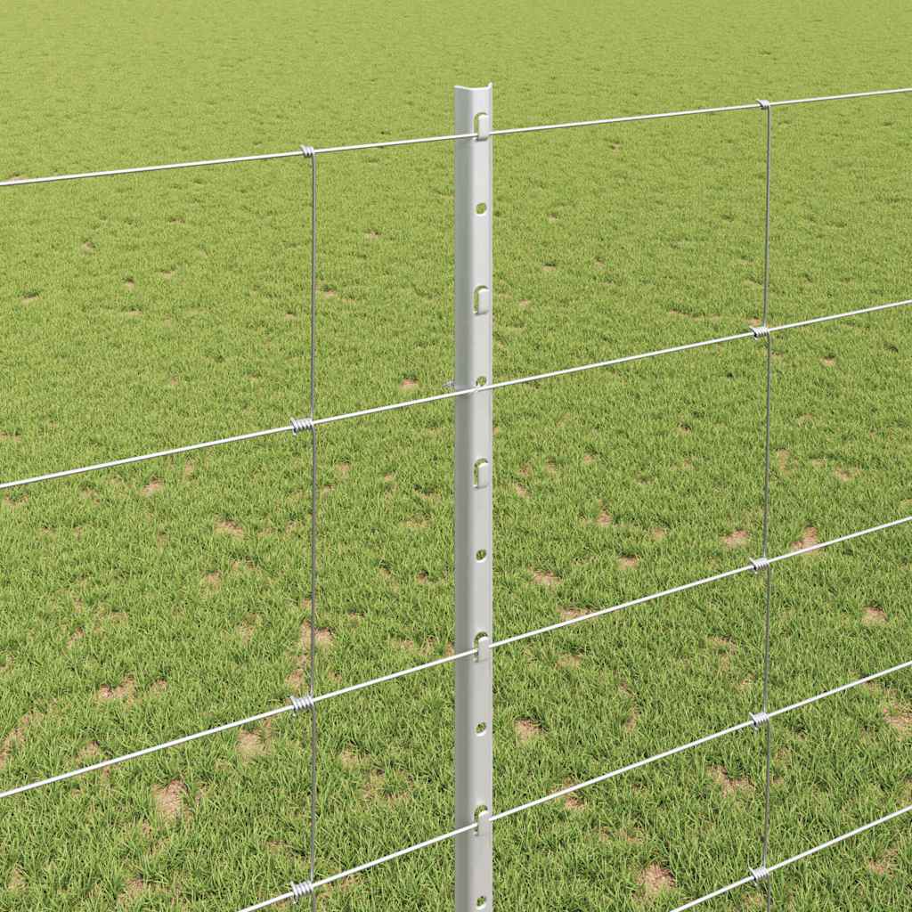 Fence with Posts Silver 1.6 x 25 m Steel