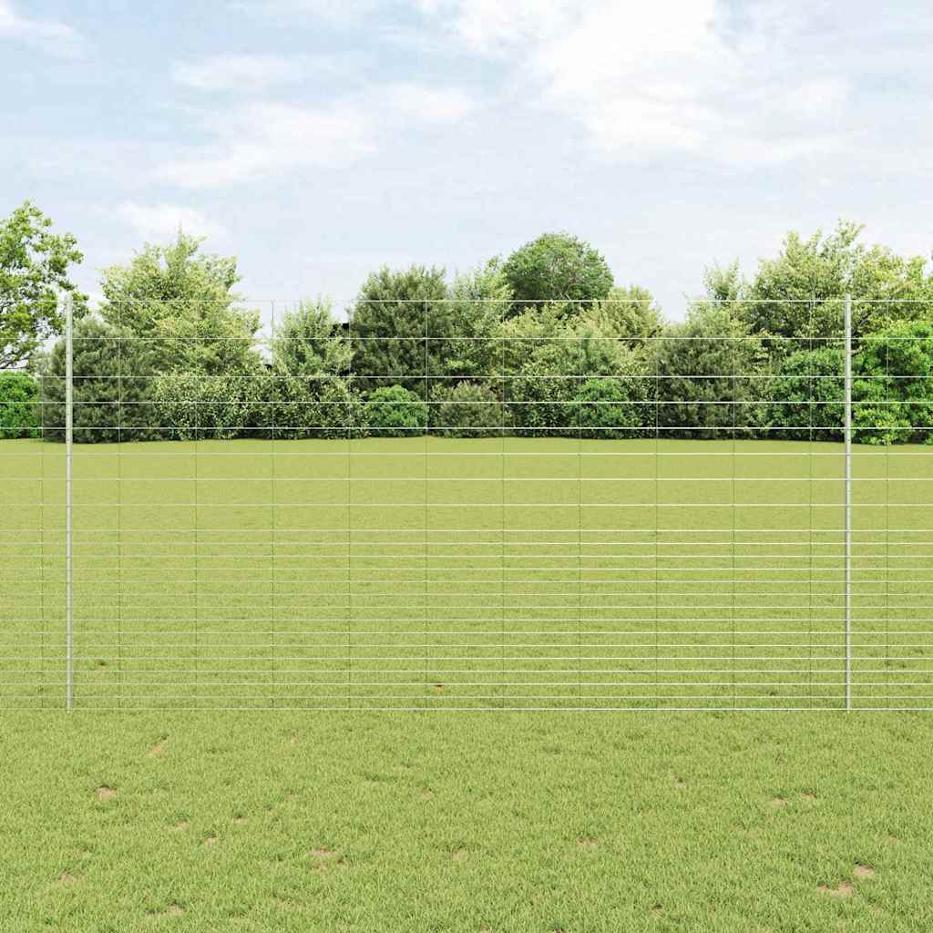 Fence with Posts Silver 1.6 x 25 m Steel