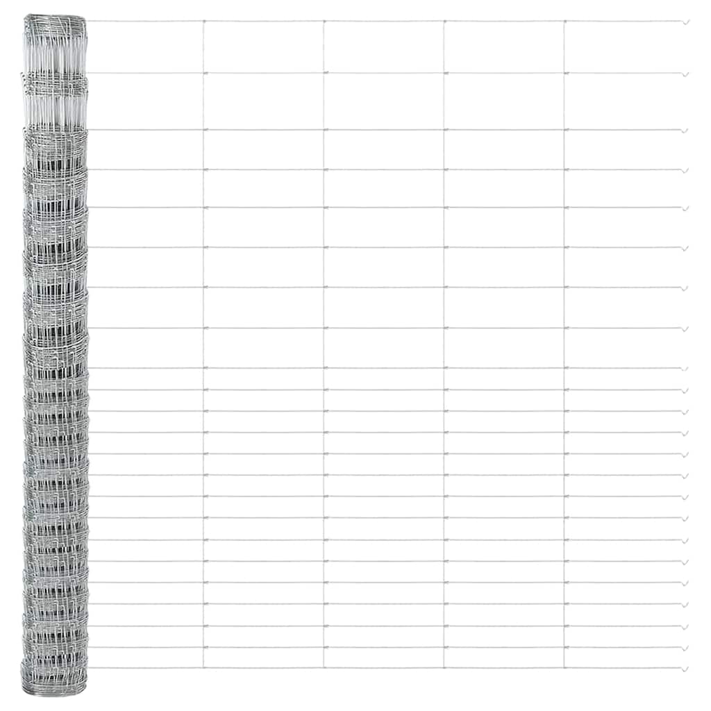 Fence with Posts Silver 1.6 x 25 m Steel