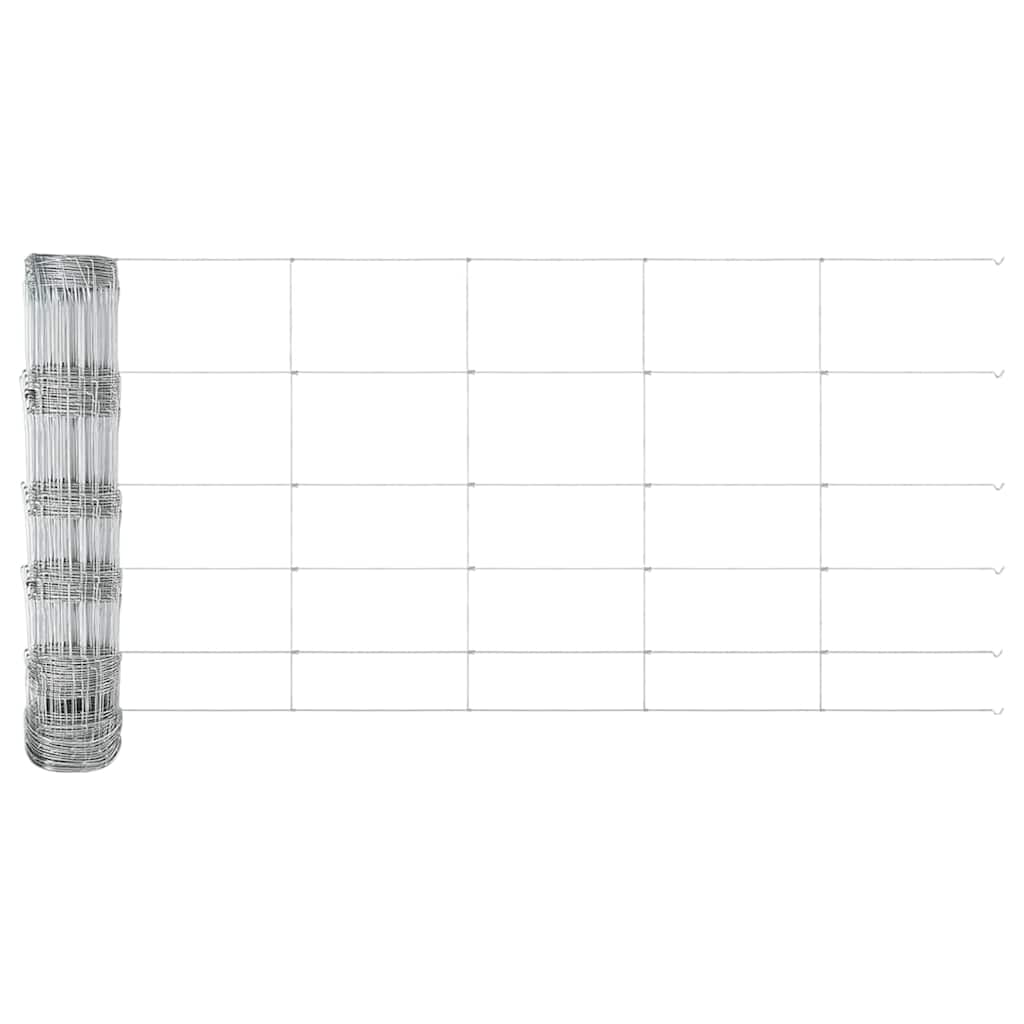 Fence with Posts Silver 0.8 x 50 m Steel