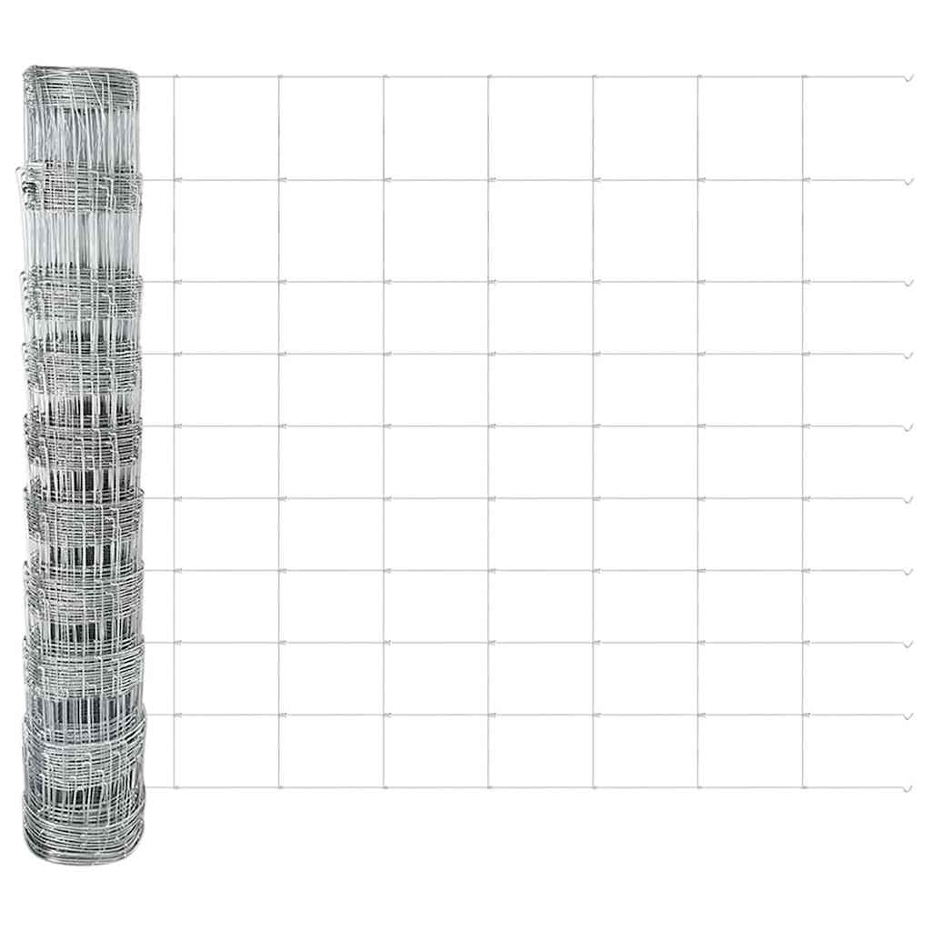 Fence with Posts Silver 1 x 50 m Steel