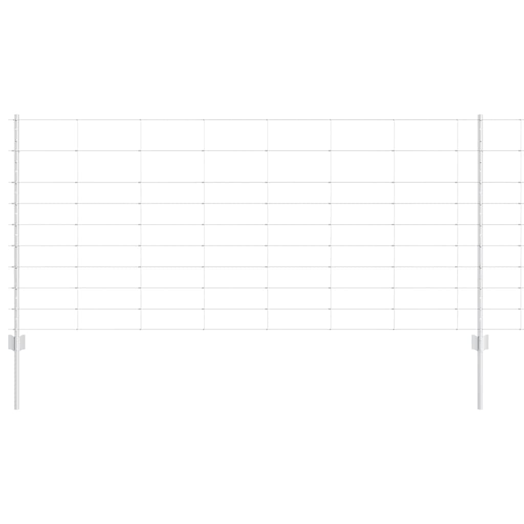 Fence with Posts Silver 1 x 50 m Steel
