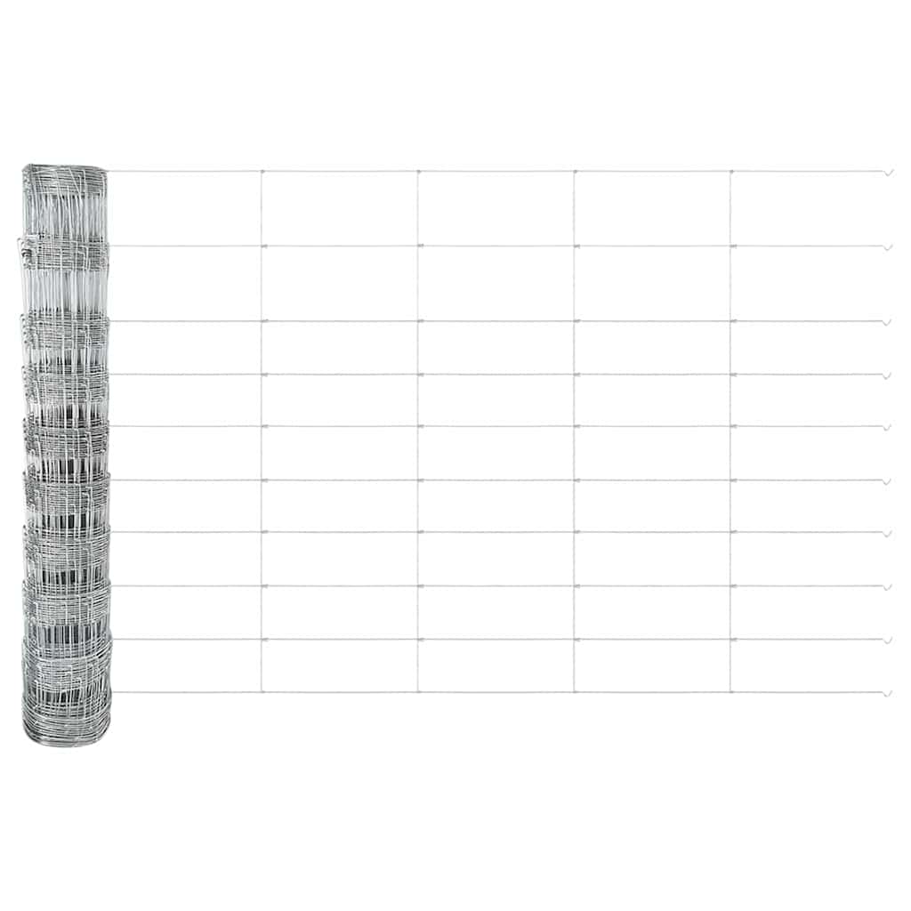 Fence with Posts Silver 1 x 50 m Steel