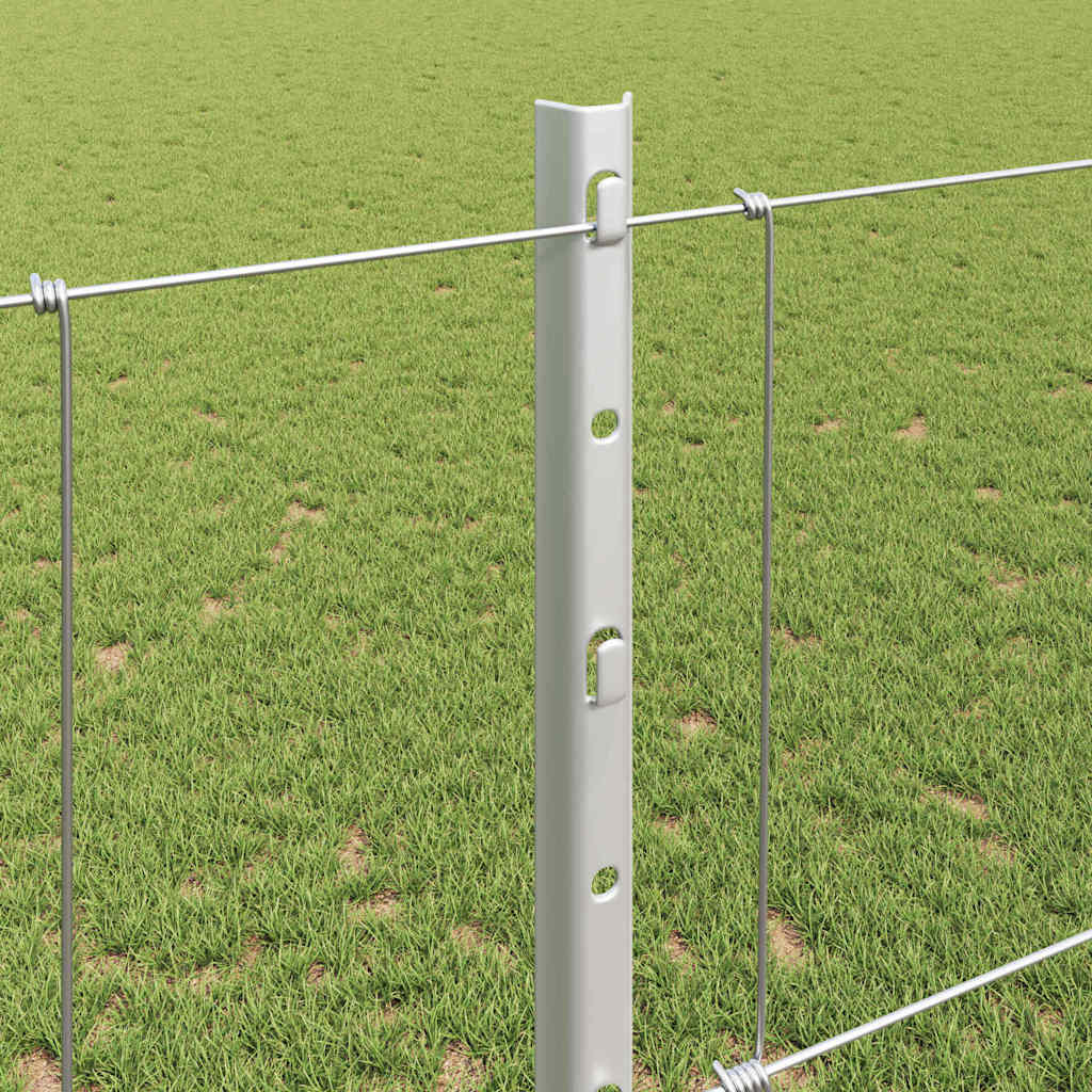 Fence with Posts Silver 1.2 x 50 m Steel