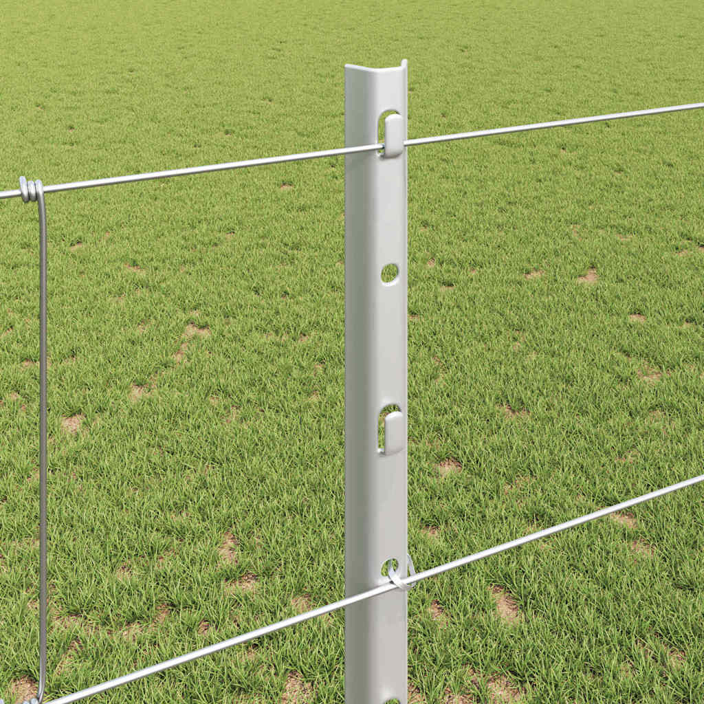 Fence with Posts Silver 1.2 x 50 m Steel