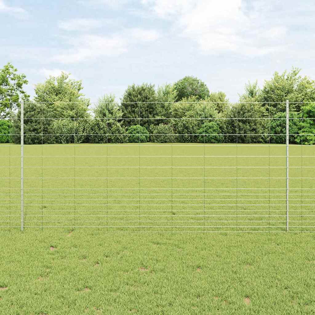 Fence with Posts Silver 1.2 x 50 m Steel