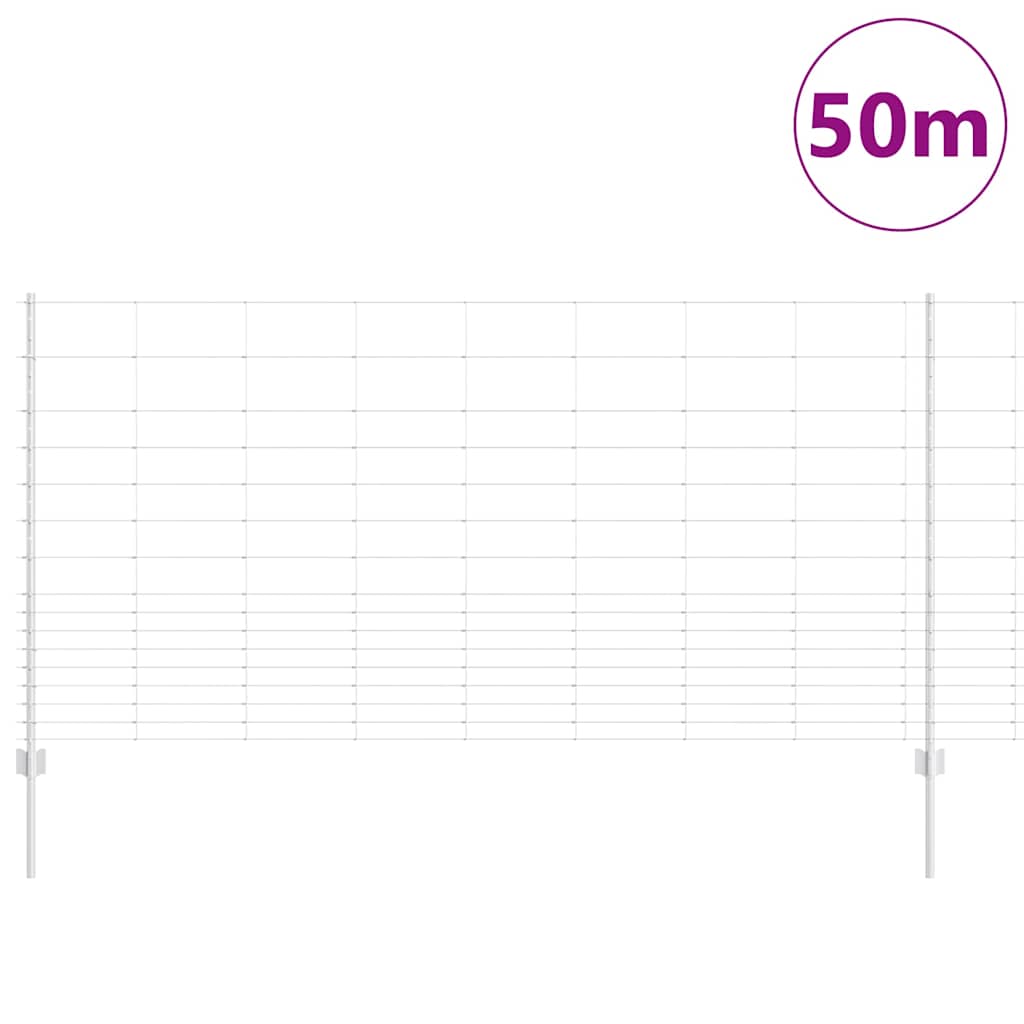 Fence with Posts Silver 1.2 x 50 m Steel