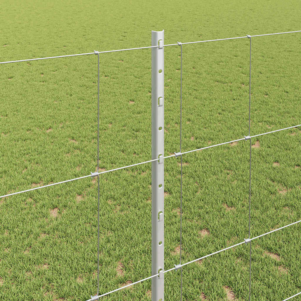 Fence with Posts Silver 1.4 x 50 m Steel