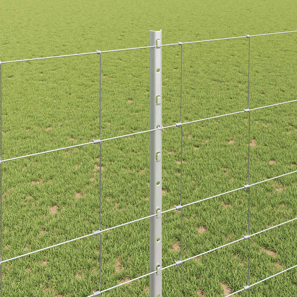Fence with Posts Silver 1.4 x 50 m Steel