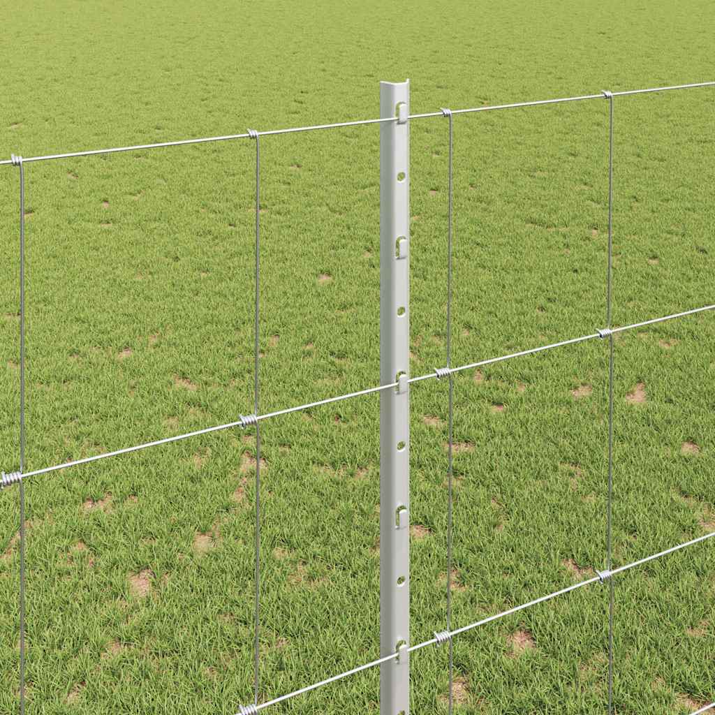 Fence with Posts Silver 1.5 x 50 m Steel