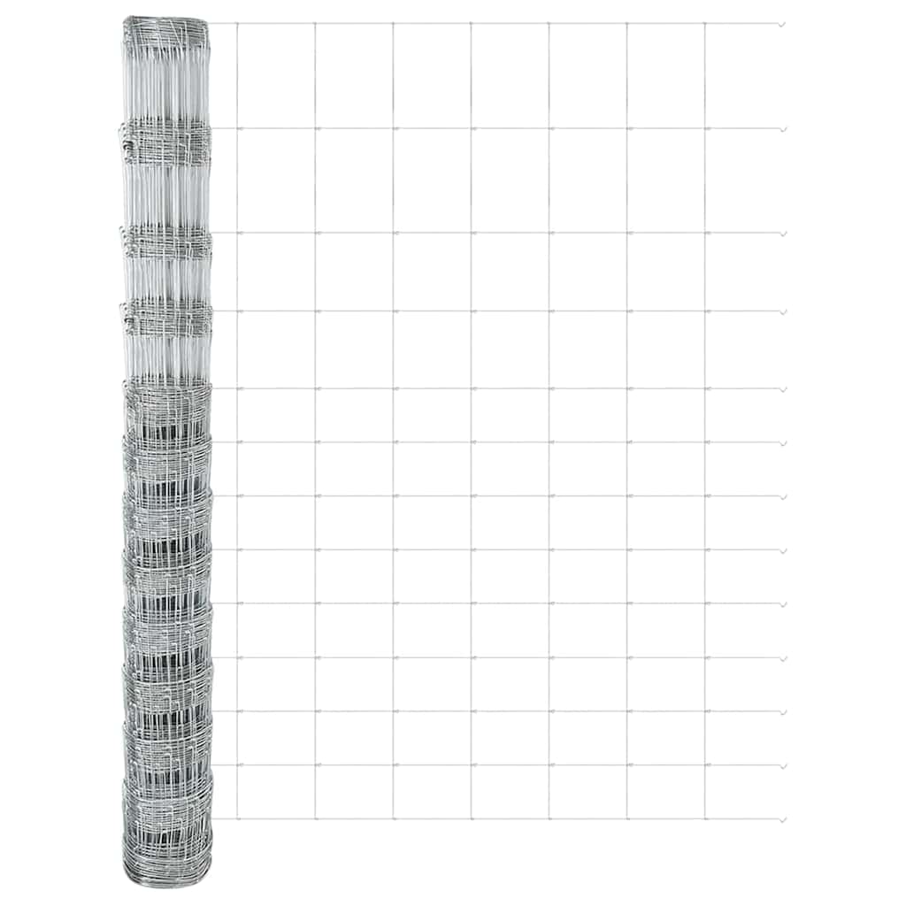 Fence with Posts Silver 1.5 x 50 m Steel