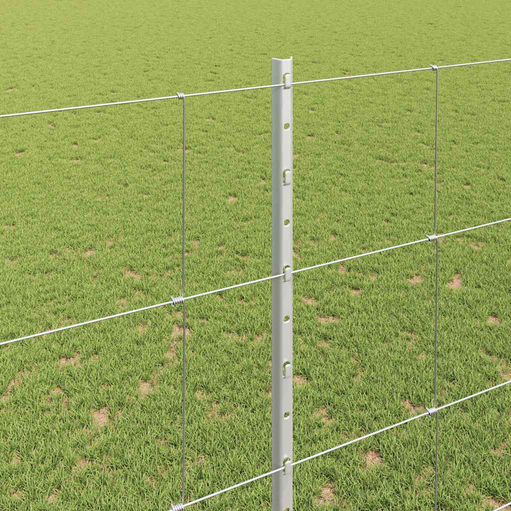 Fence with Posts Silver 1.5 x 50 m Steel