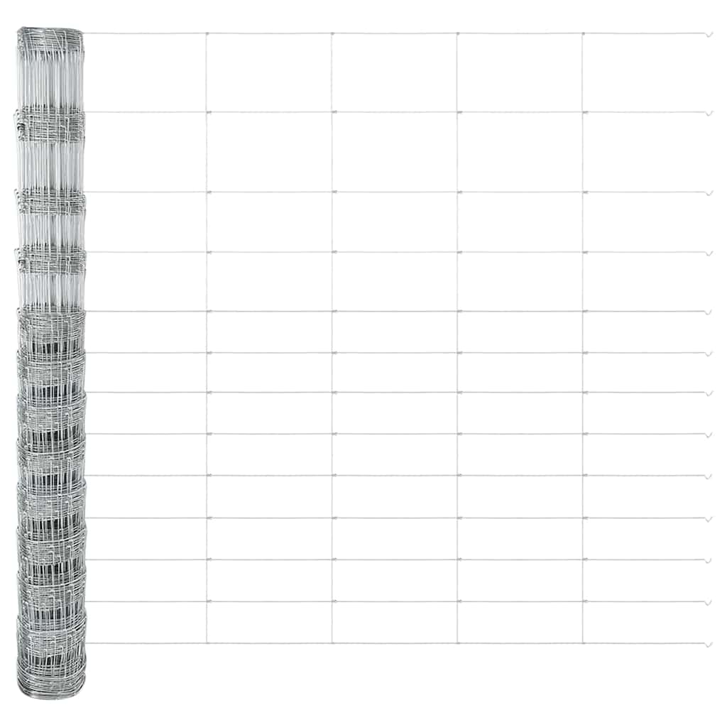 Fence with Posts Silver 1.5 x 50 m Steel