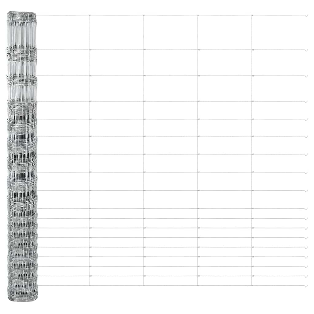 Fence with Posts Silver 1.5 x 50 m Steel
