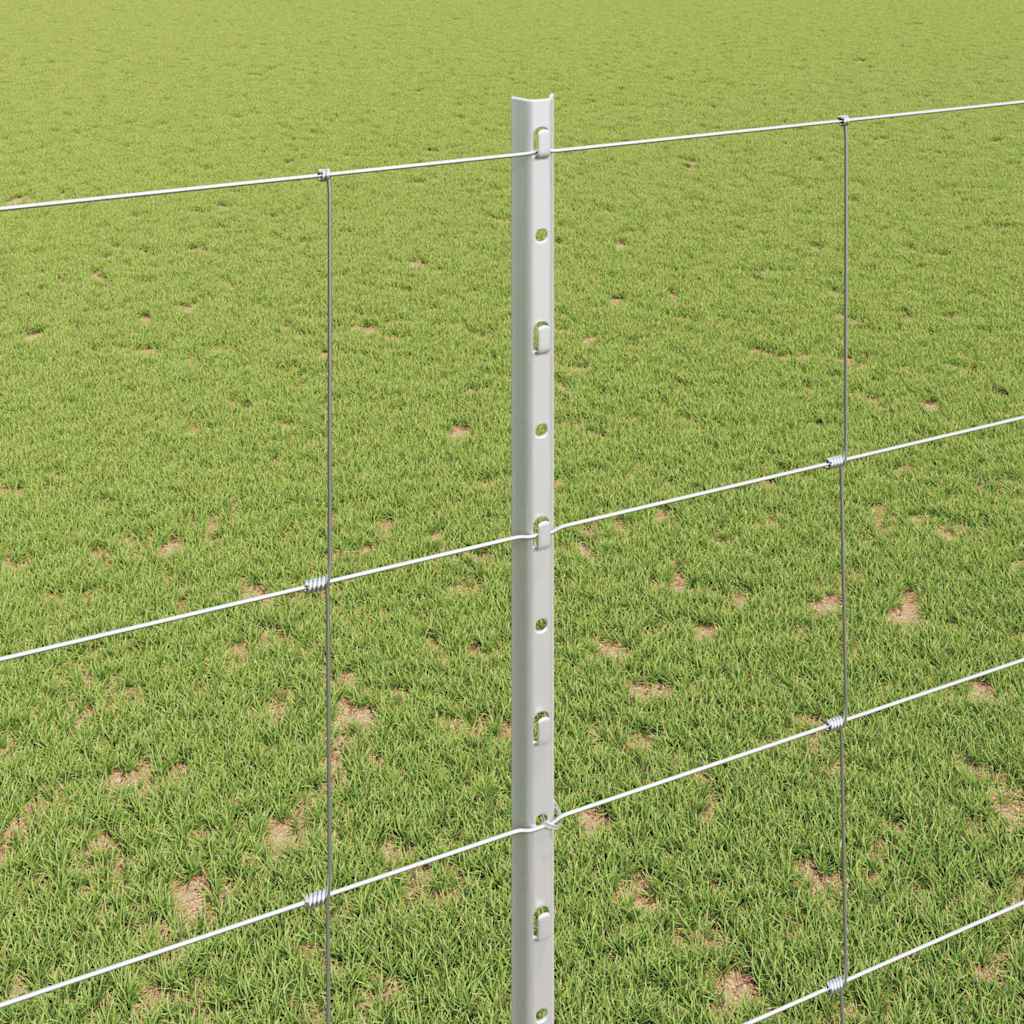 Fence with Posts Silver 1.6 x 50 m Steel