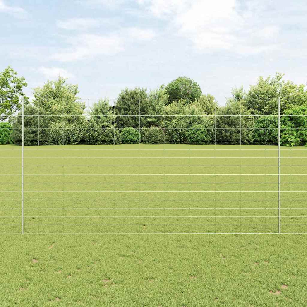 Fence with Posts Silver 1.6 x 50 m Steel