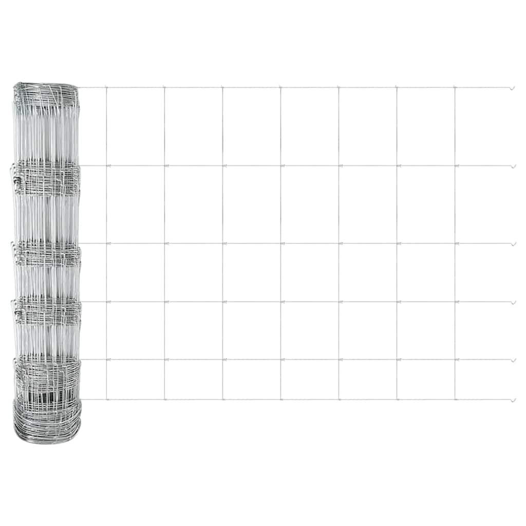 Fence with Posts Silver 0.8 x 100 m Steel
