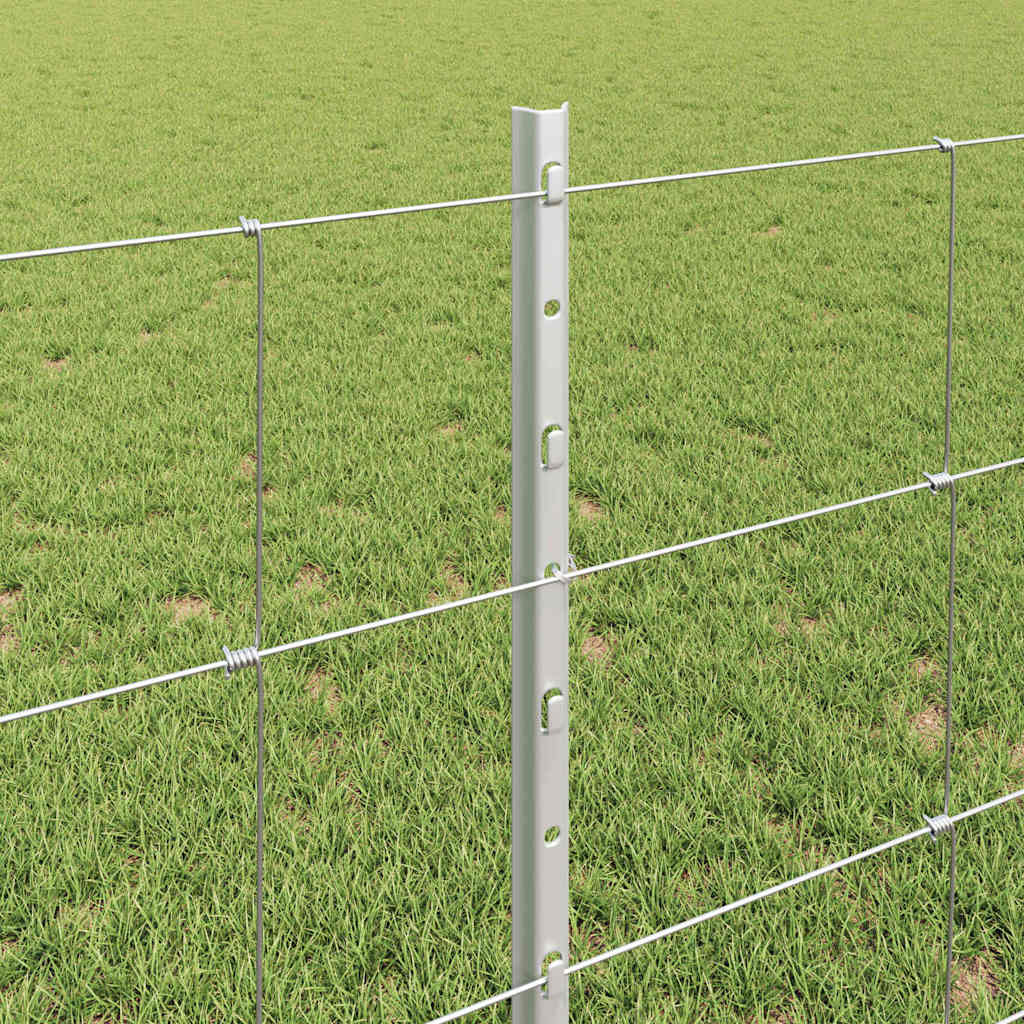Fence with Posts Silver 0.8 x 100 m Steel