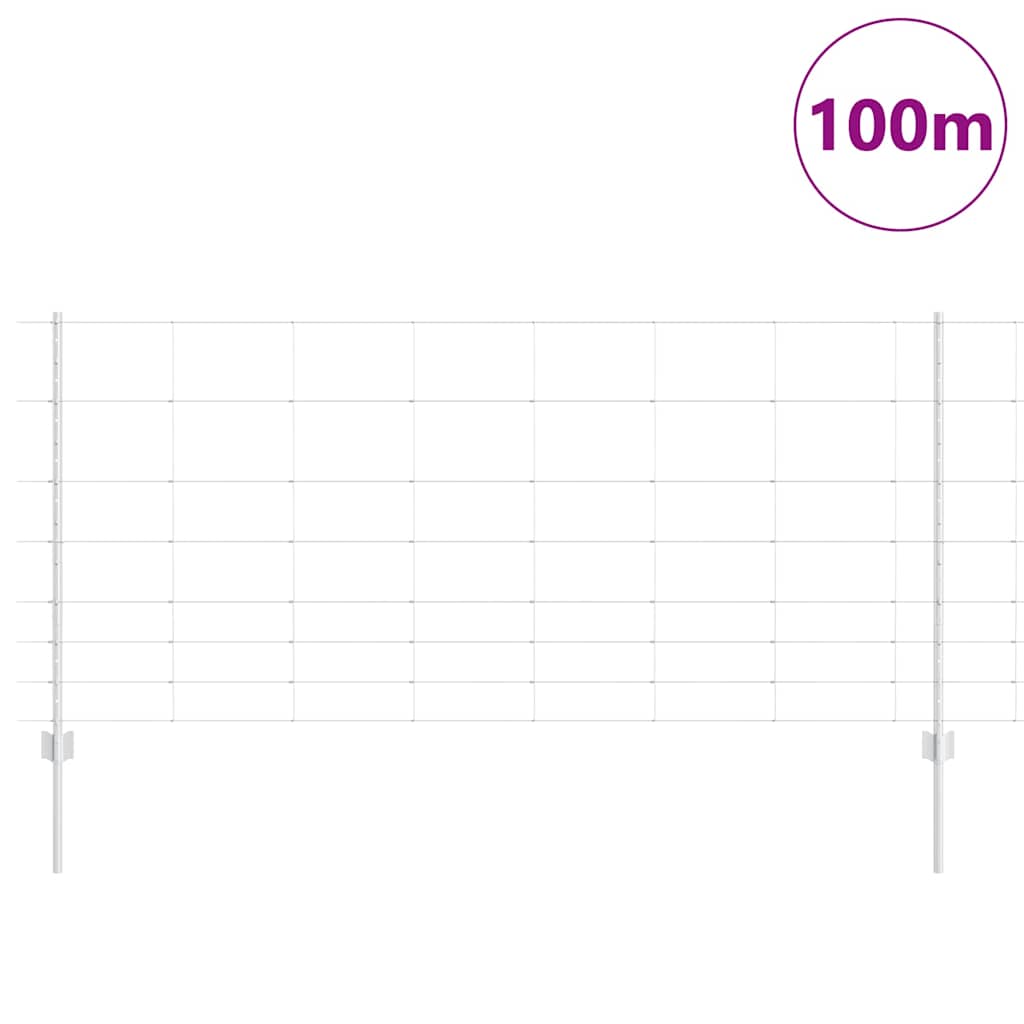 Fence with Posts Silver 1 x 100 m Steel