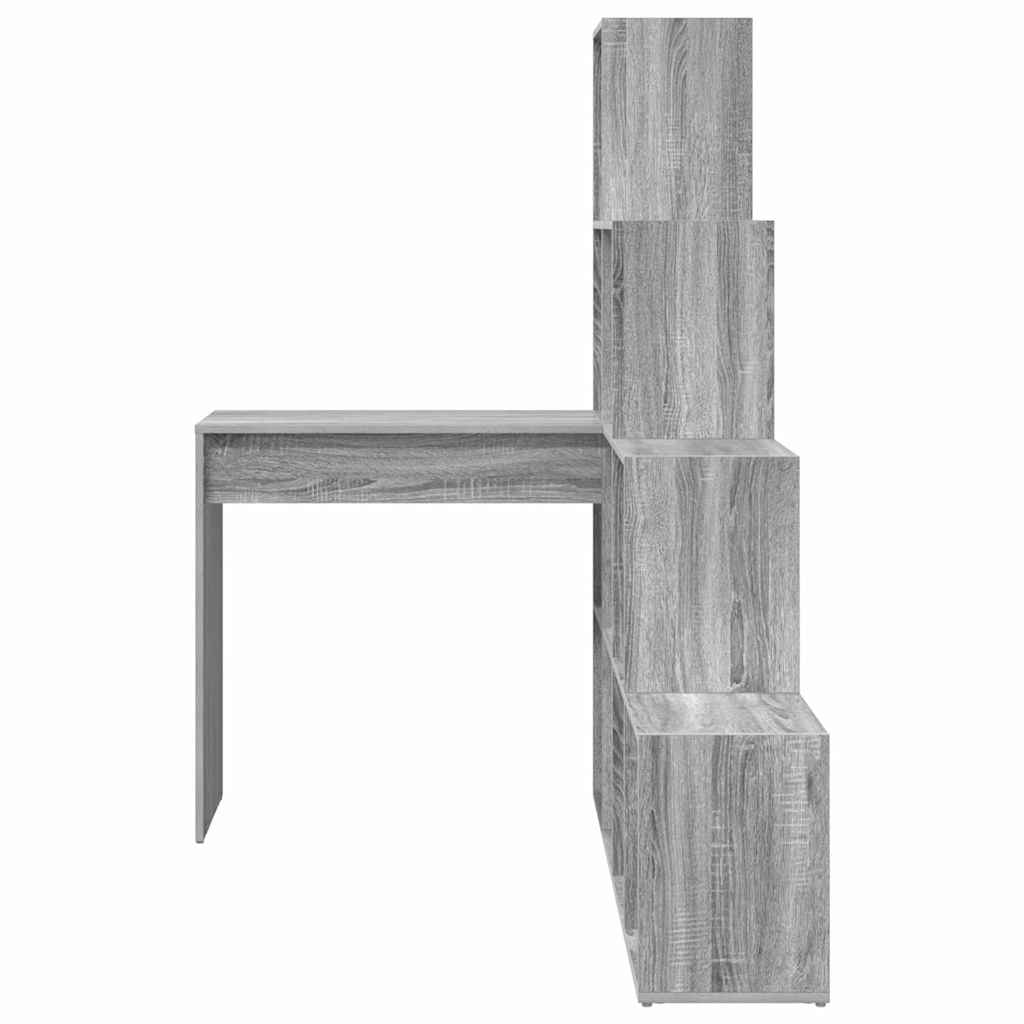 Corner Desk with Shelf Grey sonoma 101.5 x 149.5 x 149.5 cm