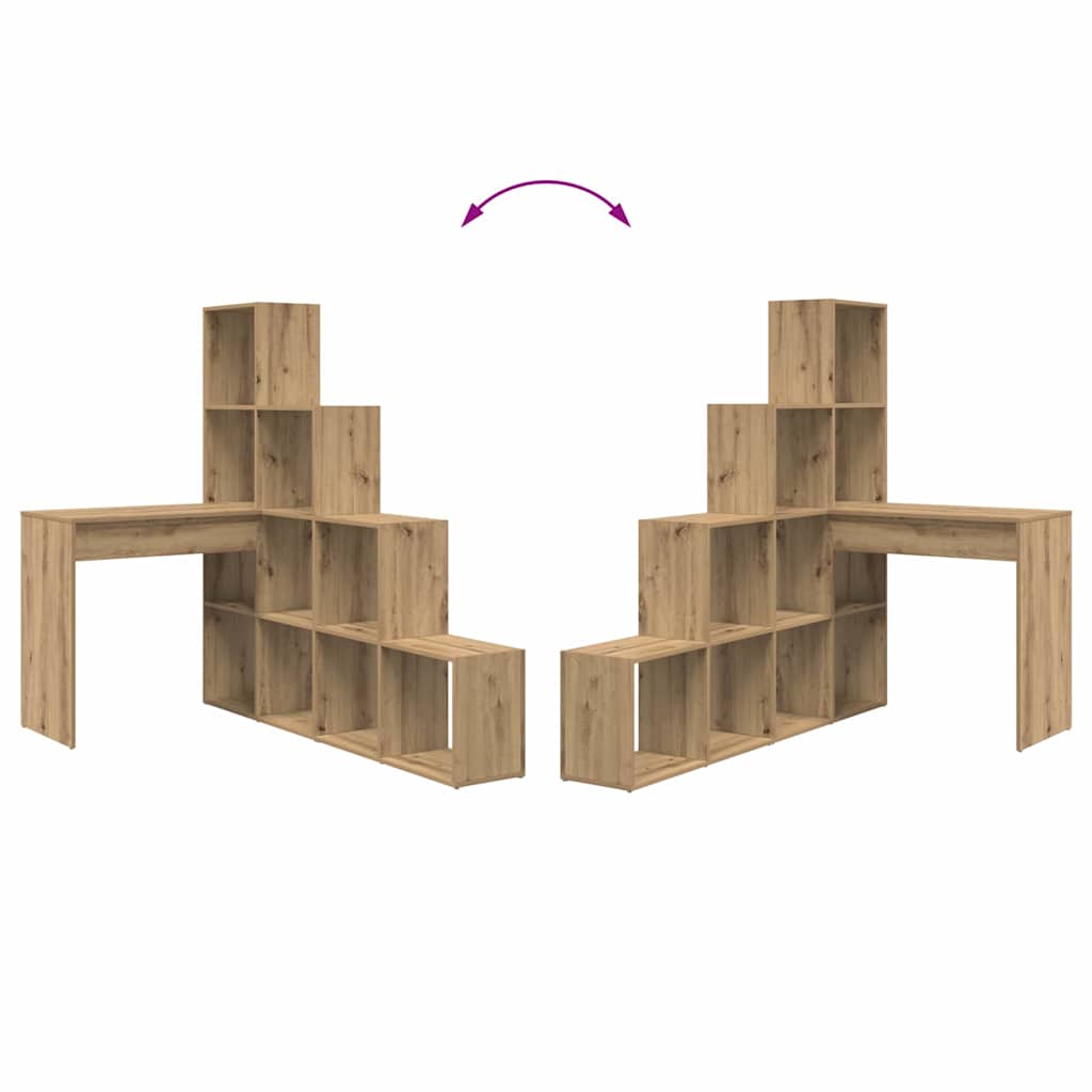 Corner Desk with Shelf Artisan oak 101.5 x 149.5 x 149.5 cm