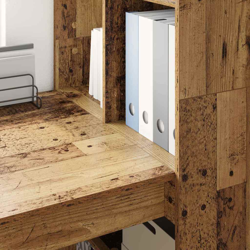 Desk with Shelf Old Wood 122 x 67 x 145 cm Engineered Wood