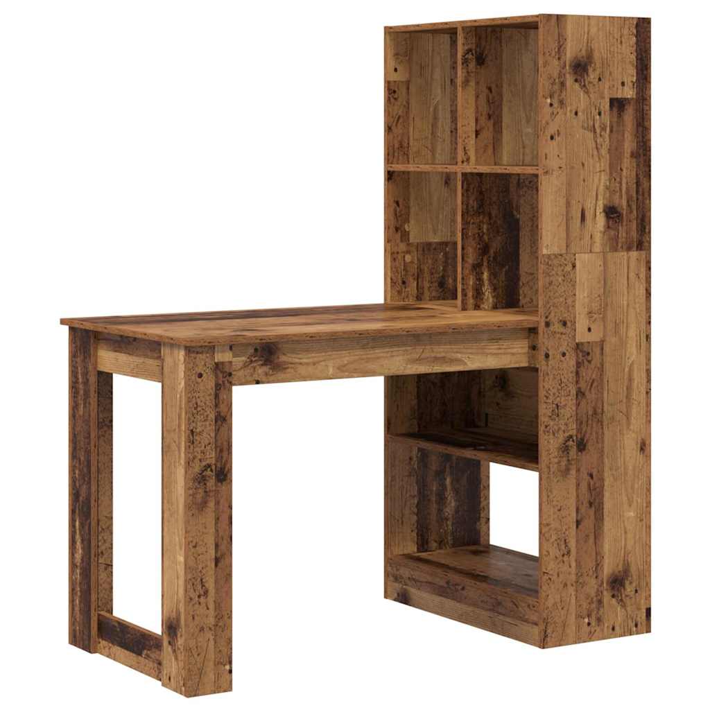Desk with Shelf Old Wood 122 x 67 x 145 cm Engineered Wood