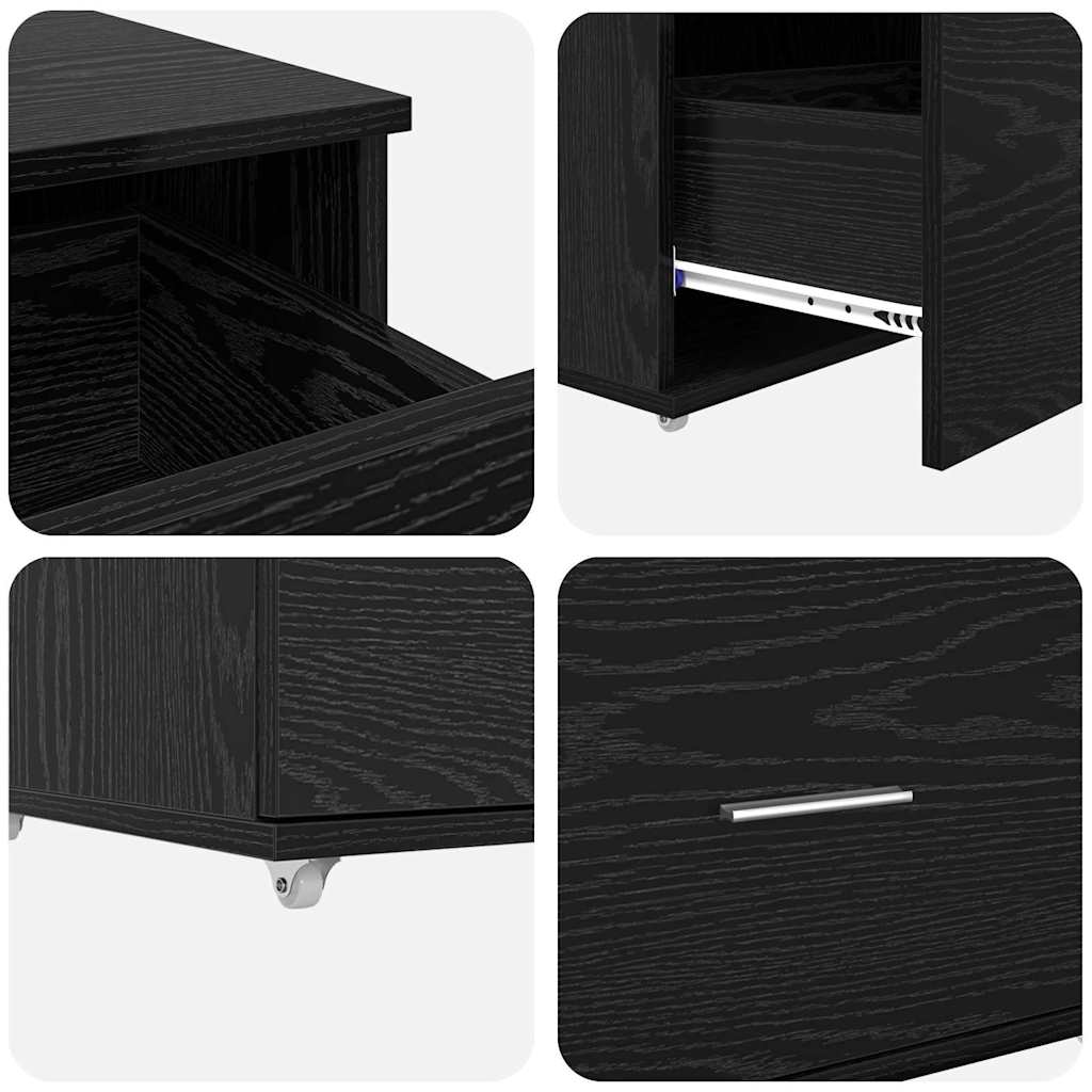 Desk with Shelf Black oak 131.5 x 50 x 106.5 cm Engineered wood