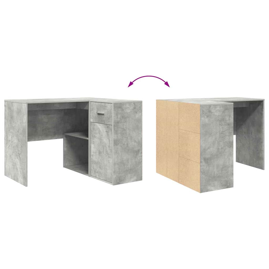 Corner Desk Concrete Grey 102 x 50 x 75 cm Engineered wood