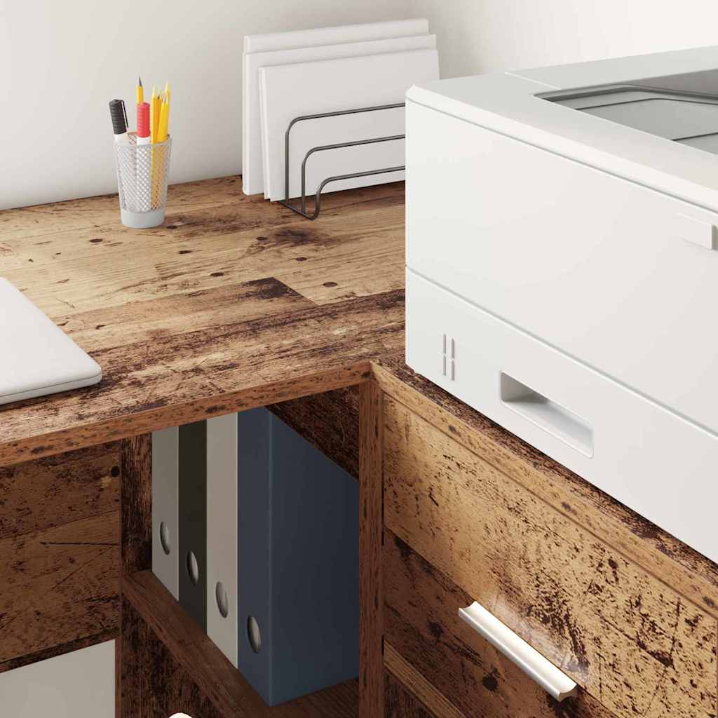 Corner Desk with Door Old wood 102 x 50 x 75 cm Engineered wood