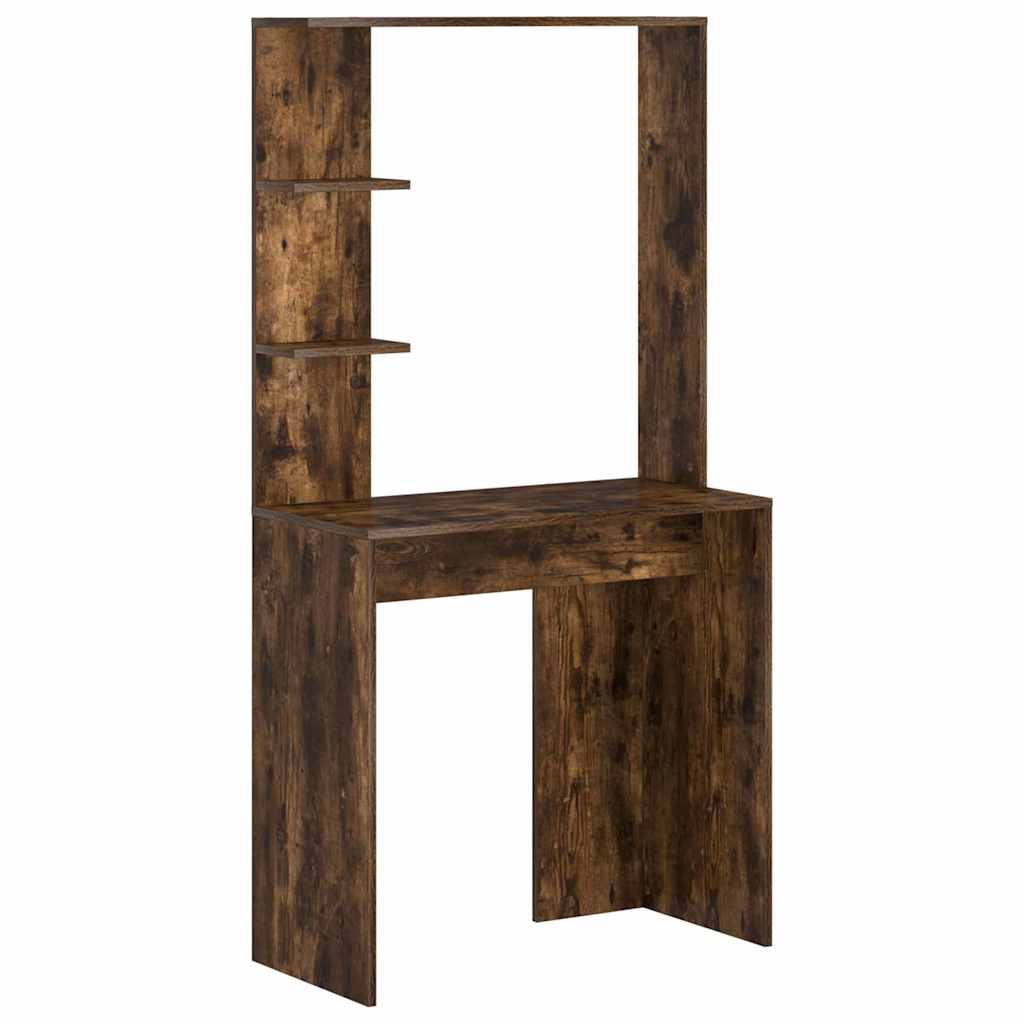 Desk with Storage 2 pcs Smoked Oak 78.5 x 37 x 154.5 cm